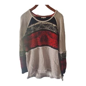 Taylor & Sage Multicolored Boutique Sweater Factory Distressed Red Gray Size XL